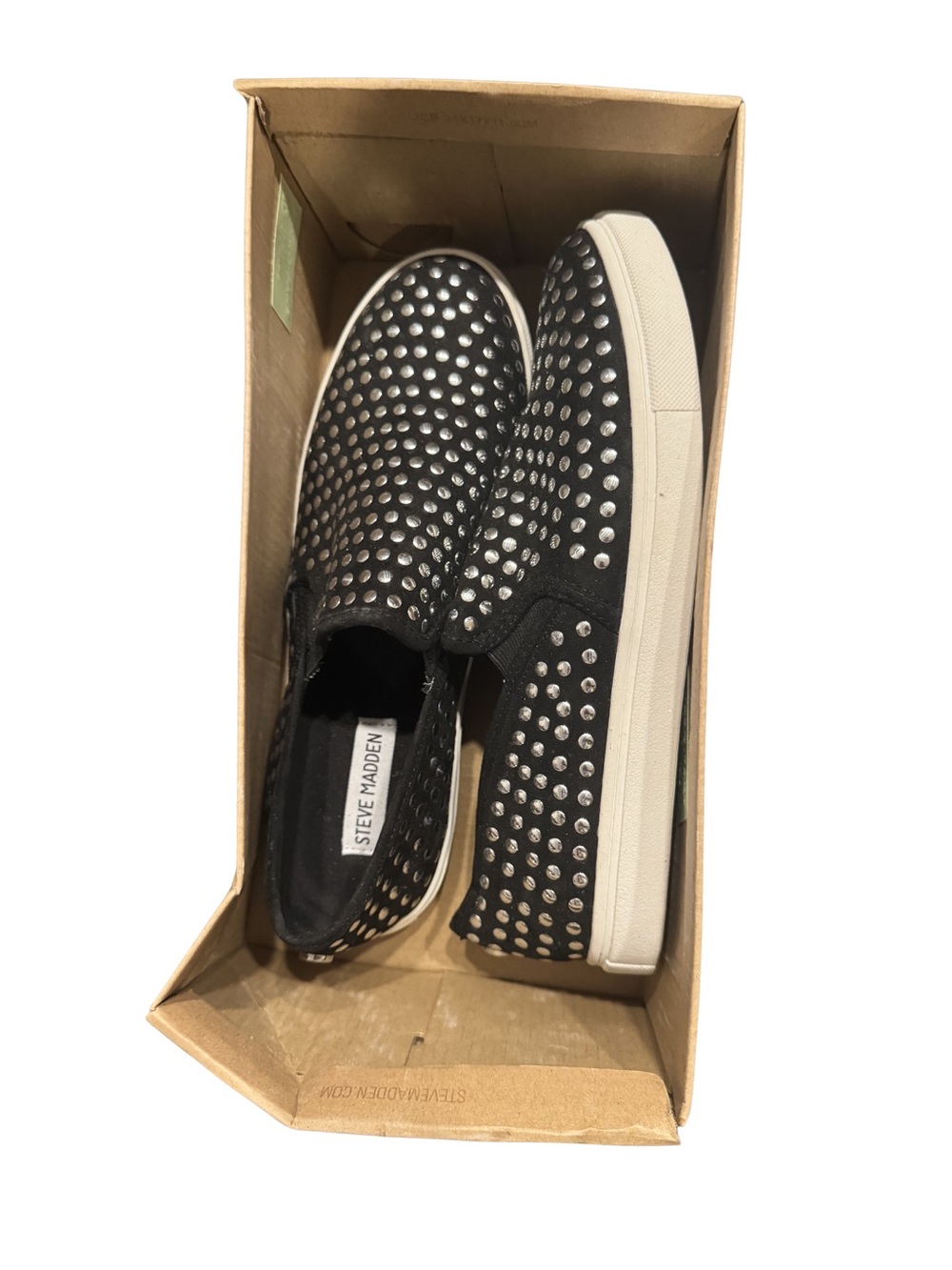 Steve Madden Sz 10 Zach-S Black Slip-On Sneakers with Silver Studs